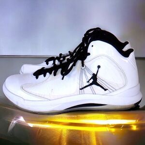 Jordan white black Flywire hi-top basketball sneakers 